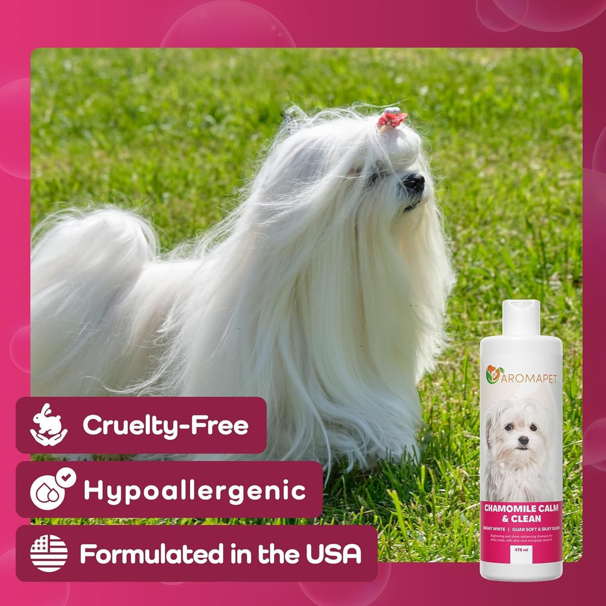 Chamomile Calm & Clean Dog Shampoo – Brightens White Coats & Enhances Soft, Silky Shine