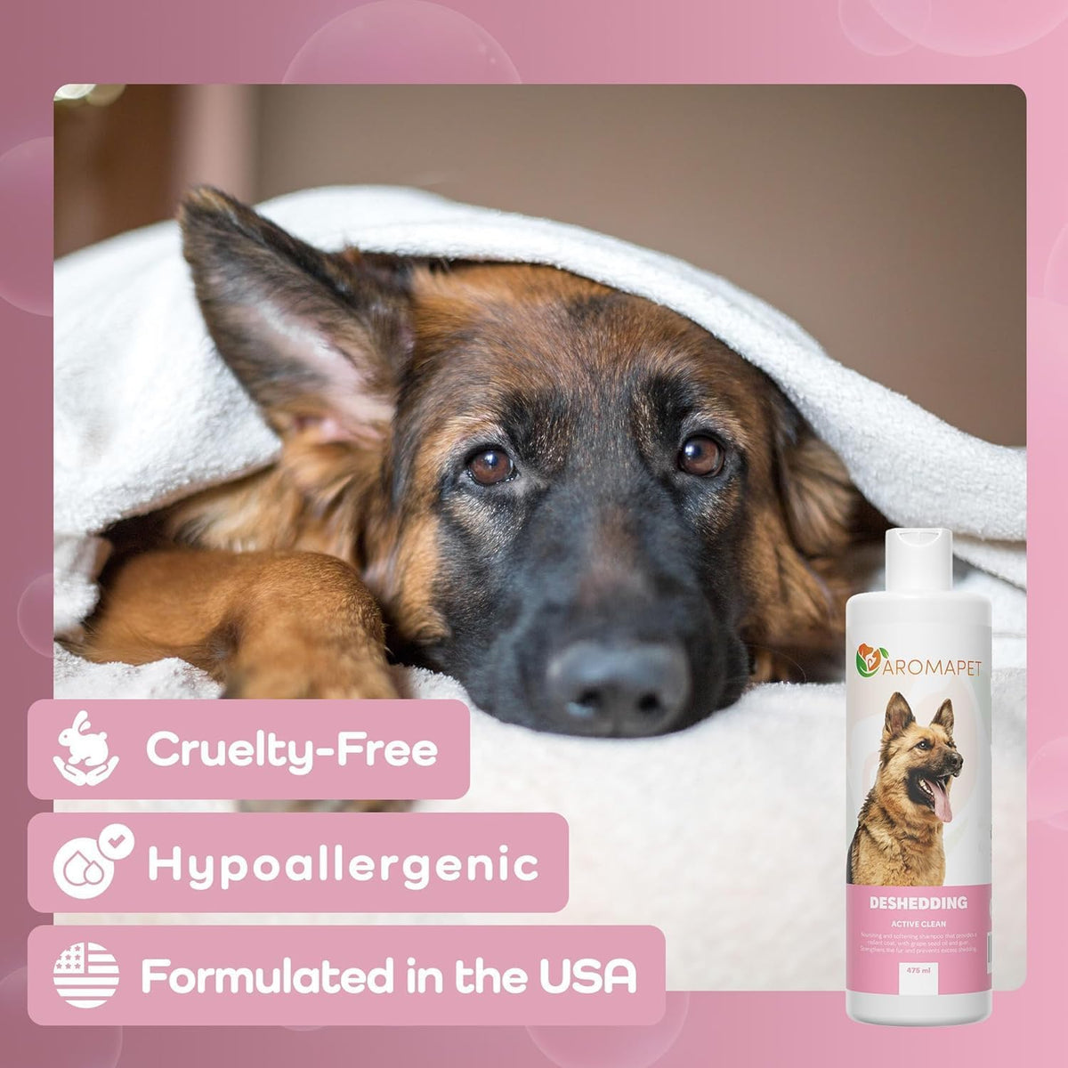 Deshedding Active Clean Dog Shampoo – Reduces Shedding & Strengthens Double Coats