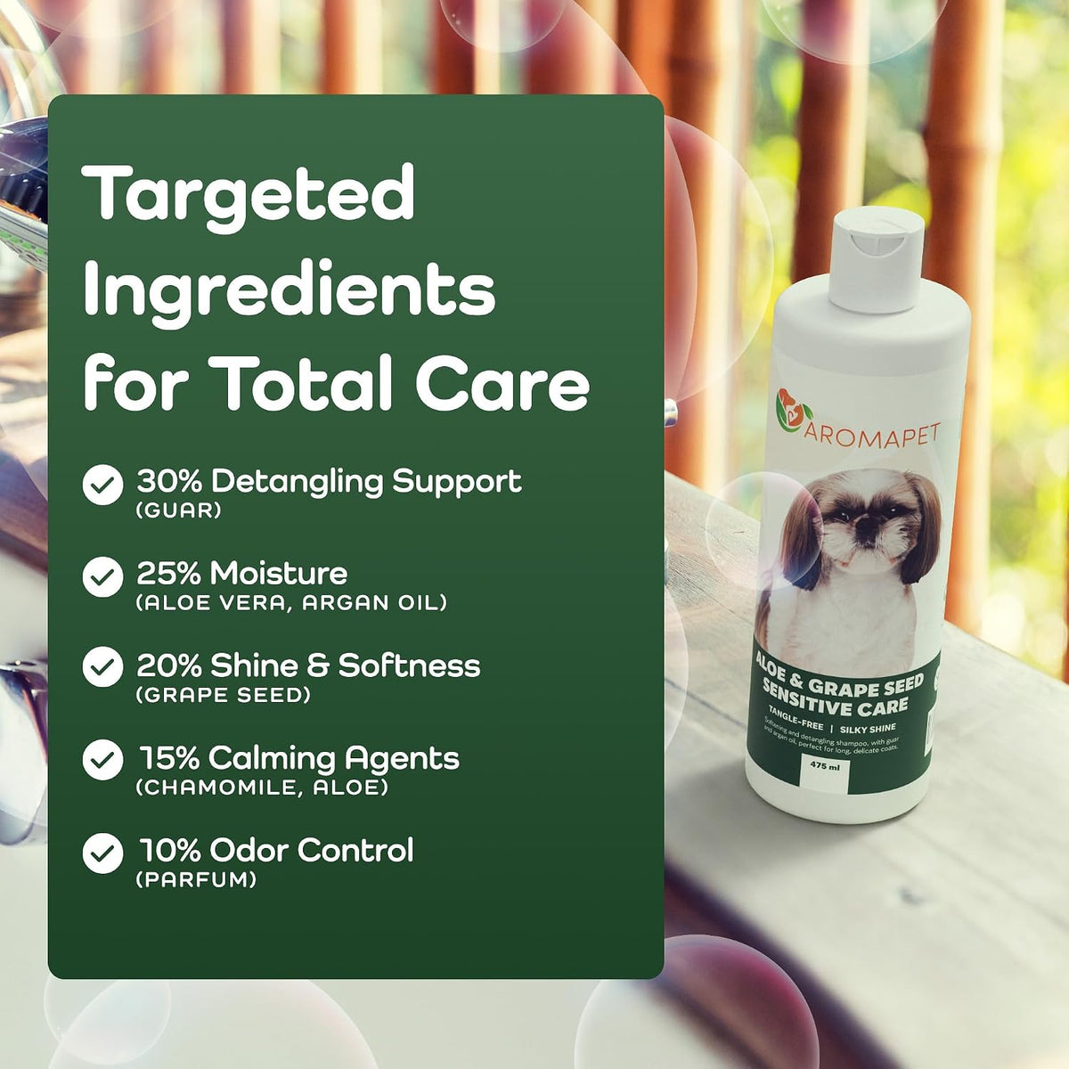 Aloe & Grape Seed Sensitive Care Dog Shampoo – Tangle-Free Softness & Silky Shine