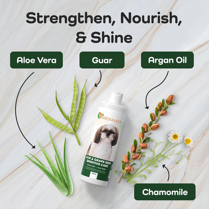 Aloe & Grape Seed Sensitive Care Dog Shampoo – Tangle-Free Softness & Silky Shine