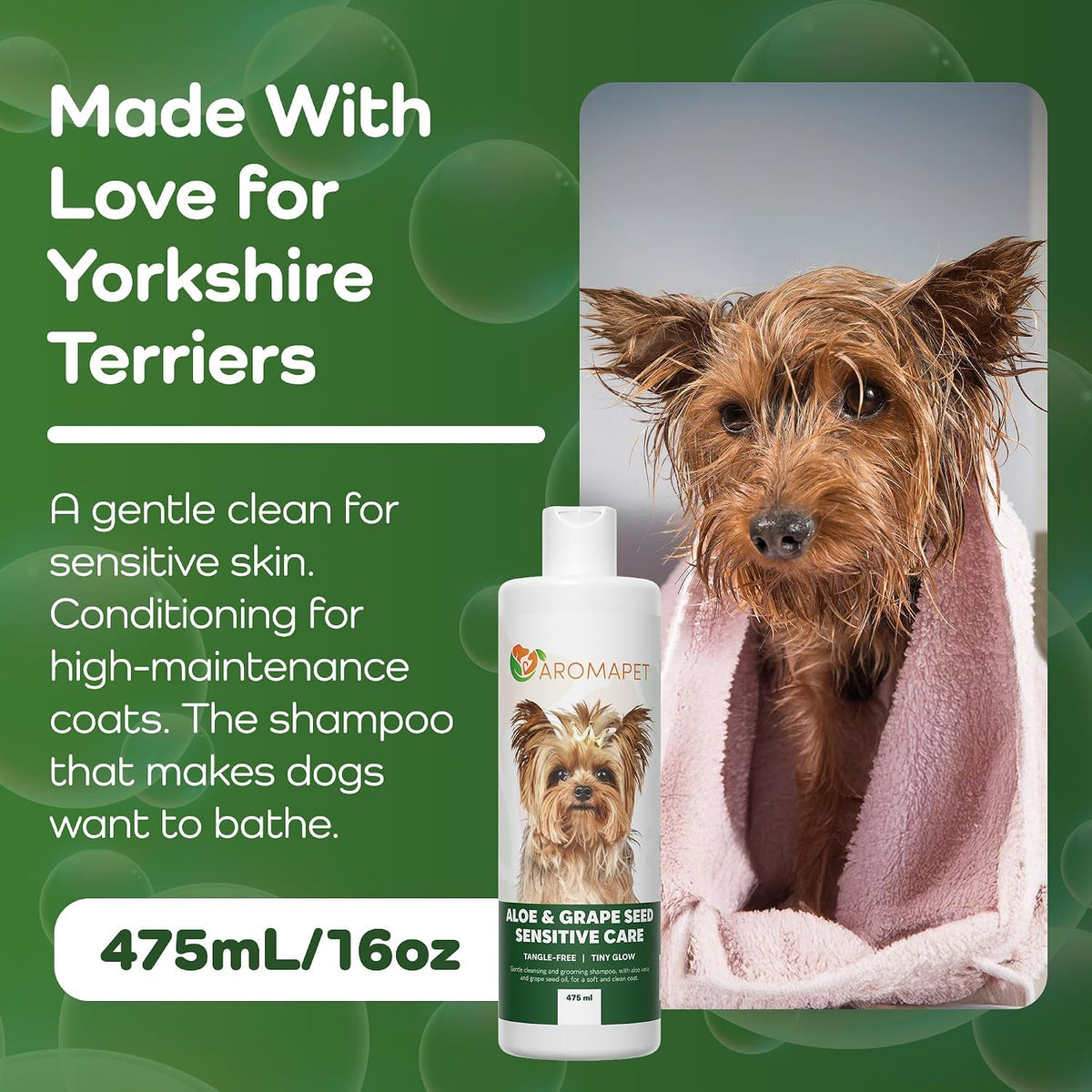 Aloe & Grape Seed Sensitive Care Dog Shampoo – Tangle-Free Softness & Silky Shine