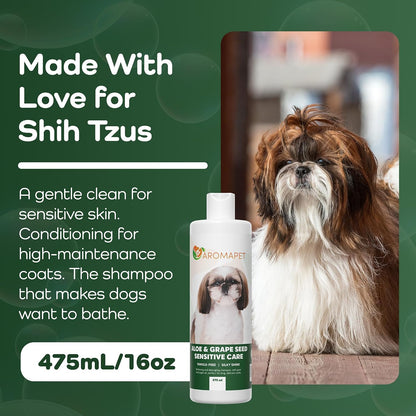 Aloe & Grape Seed Sensitive Care Dog Shampoo – Tangle-Free Softness & Silky Shine